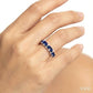 4X3 MM Pear Shape Sapphire and 1/6 Ctw Round Cut Diamond Precious Band in 14K White Gold