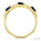 4X3 MM Pear Cut Sapphire and 1/10 Ctw Lattice Round Cut Diamond Precious Band in 14K Yellow Gold