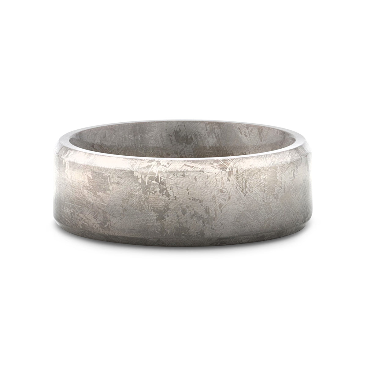 ASTRAIOS Flat Titanium Ring with Beveled Edges and Meteorite Pattern - 8mm