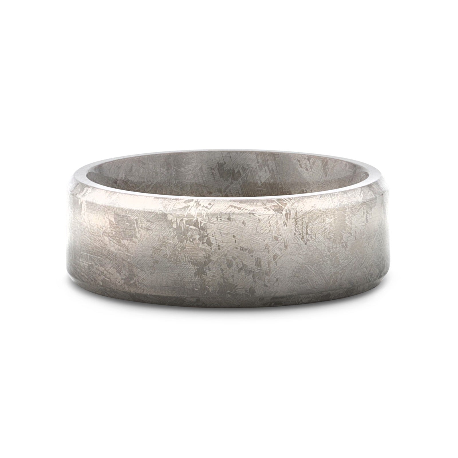 ASTRAIOS Flat Titanium Ring with Beveled Edges and Meteorite Pattern - 8mm
