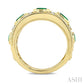 4X3 MM Oval and 2.8 MM Round Cut Emerald and 3/8 Ctw Curvy Criss Cross Round Cut Diamond Precious Band in 14K Yellow Gol