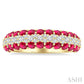 2.4 MM Center Border Round Shape Ruby and 1/2 Ctw Round Cut Diamond Precious Band in 14K Yellow Gold