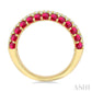 2.4 MM Center Border Round Shape Ruby and 1/2 Ctw Round Cut Diamond Precious Band in 14K Yellow Gold