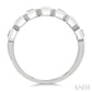 4X3 MM Octagon Shape Sapphire and 5/8 Ctw Emerald Cut Diamond 7 Stone Bezel Set Precious Fashion Band in 14K White Gold