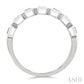 4X3 MM Octagon Shape Sapphire and 5/8 Ctw Emerald Cut Diamond 7 Stone Bezel Set Precious Fashion Band in 14K White Gold
