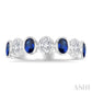 4X3 MM Oval Shape Sapphire and 1/2 Ctw Oval Cut Diamond 7 Stone Bezel Set Precious Fashion Band in 14K White Gold
