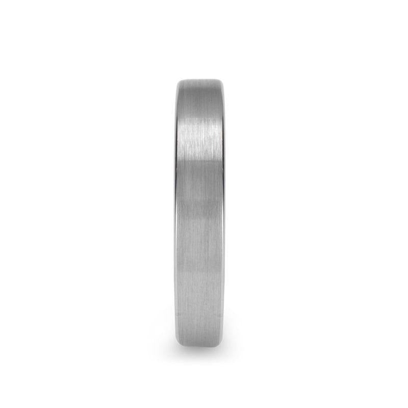 MARIE Ladies Flat Style White Tungsten Wedding Band with Brushed Finish - 4mm - 6mm
