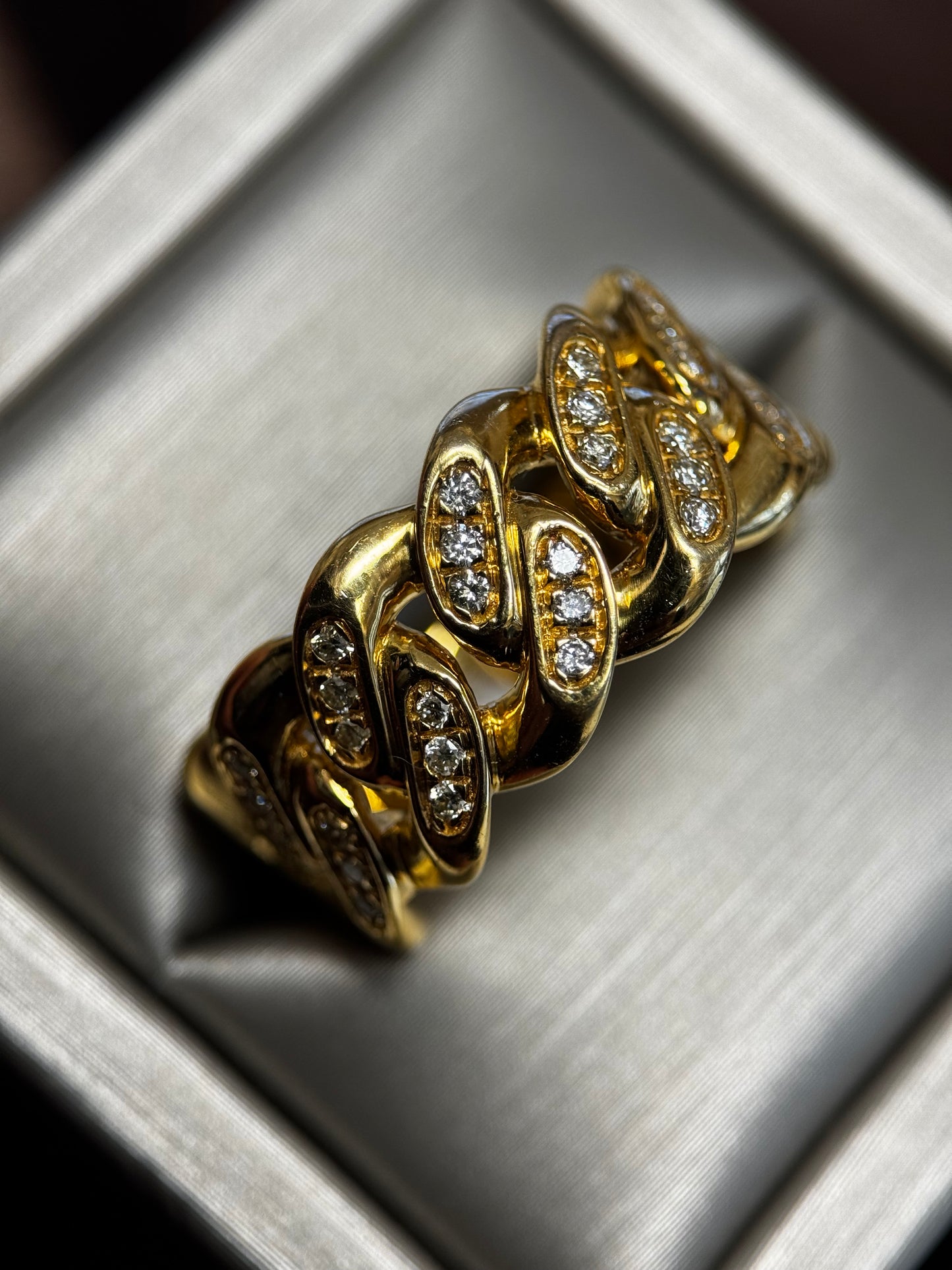 10.5MM CUBAN LINK DIAMOND RING 10k SOLID GOLD .52CTW