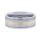 LAZIO 14k Gold Inlay with Grooved Edges Tungsten Polished Wedding Band - 8mm