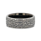 BROOKSTONE Black Tungsten Wedding Band with Sterling Silver Stonework Pattern - 8mm