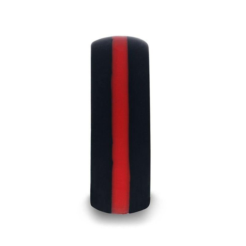 ZARIA Matte Black Men's Silicone Ring With Vibrant Red Colored Inlay - 8mm