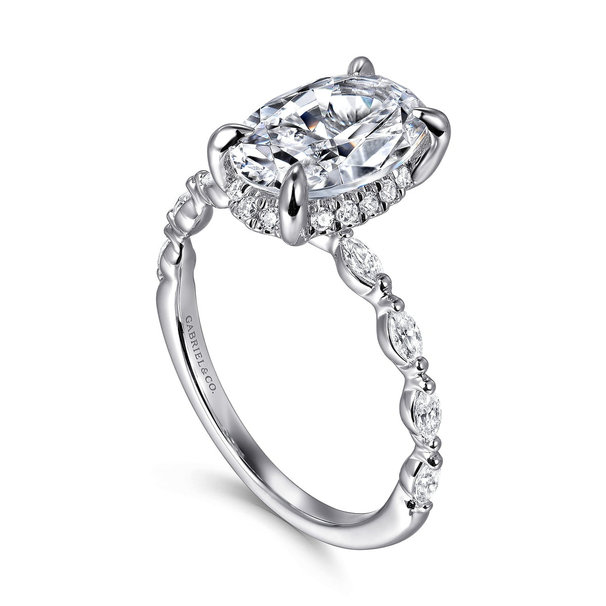 Gabriel & Co. Adeena - 14K White Gold Oval Hidden Halo Diamond Engagement Ring 10.5X7 SEMI .35CTW