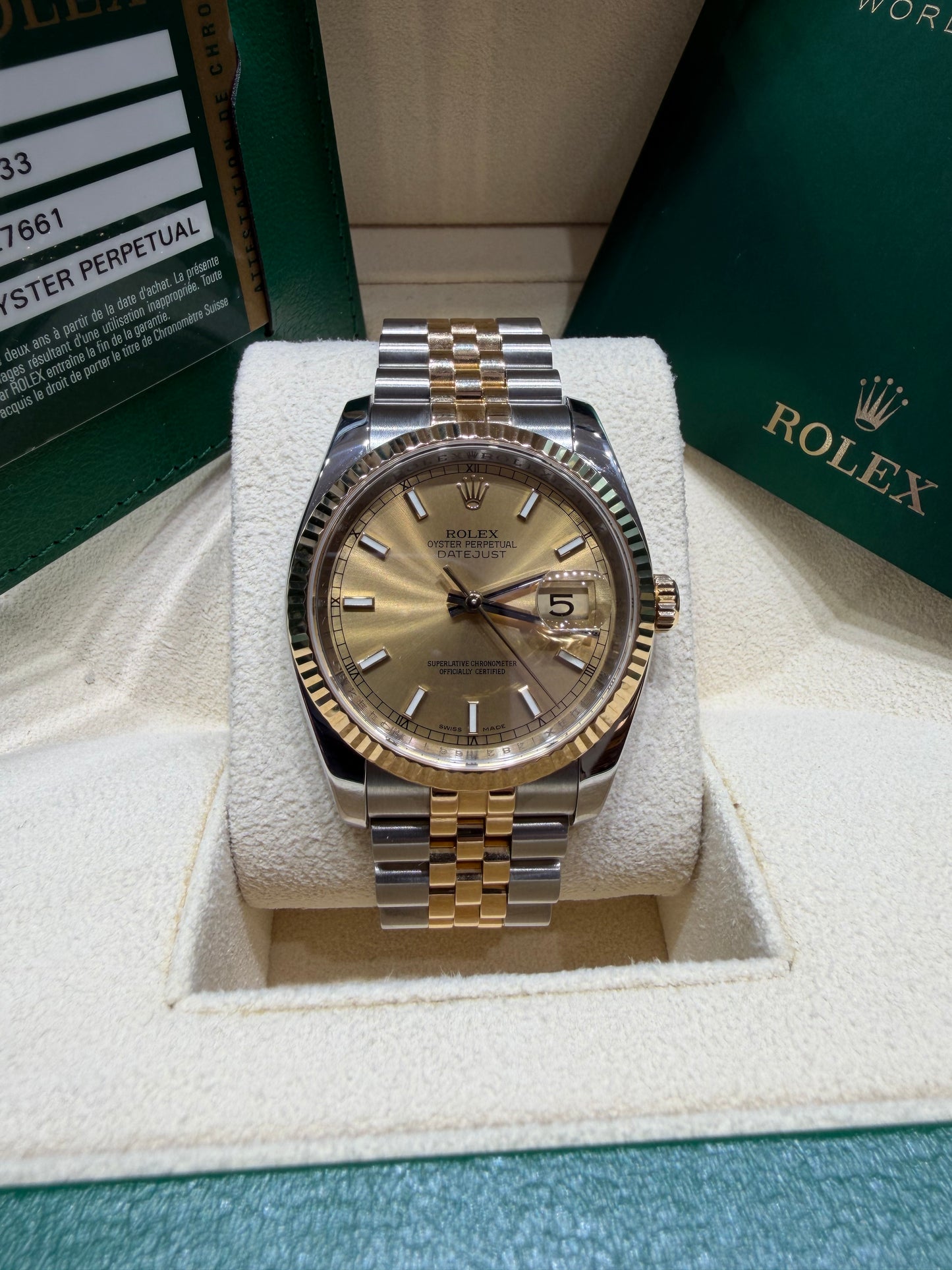 Rolex Datejust 18k/ss Jubilee Gold Roman Numerals Watch 116233