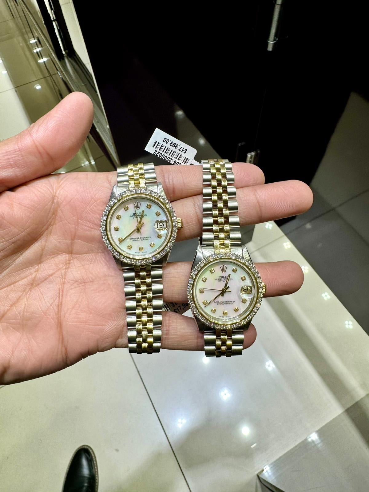 Rolex Datejust Mid size 31mm white mop Diamond dial 6827 – Monica