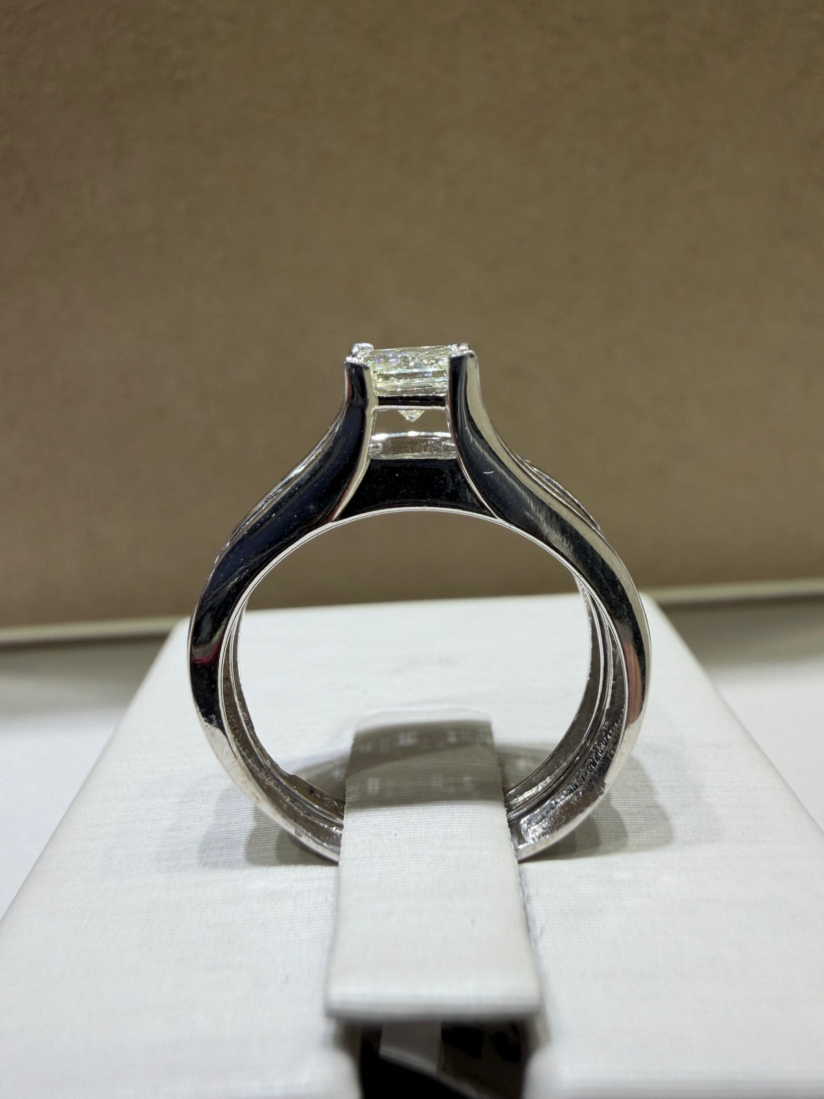 Princess Cut Diamond Wedding Set | 14K White Gold Channel-Set Bridal Ring