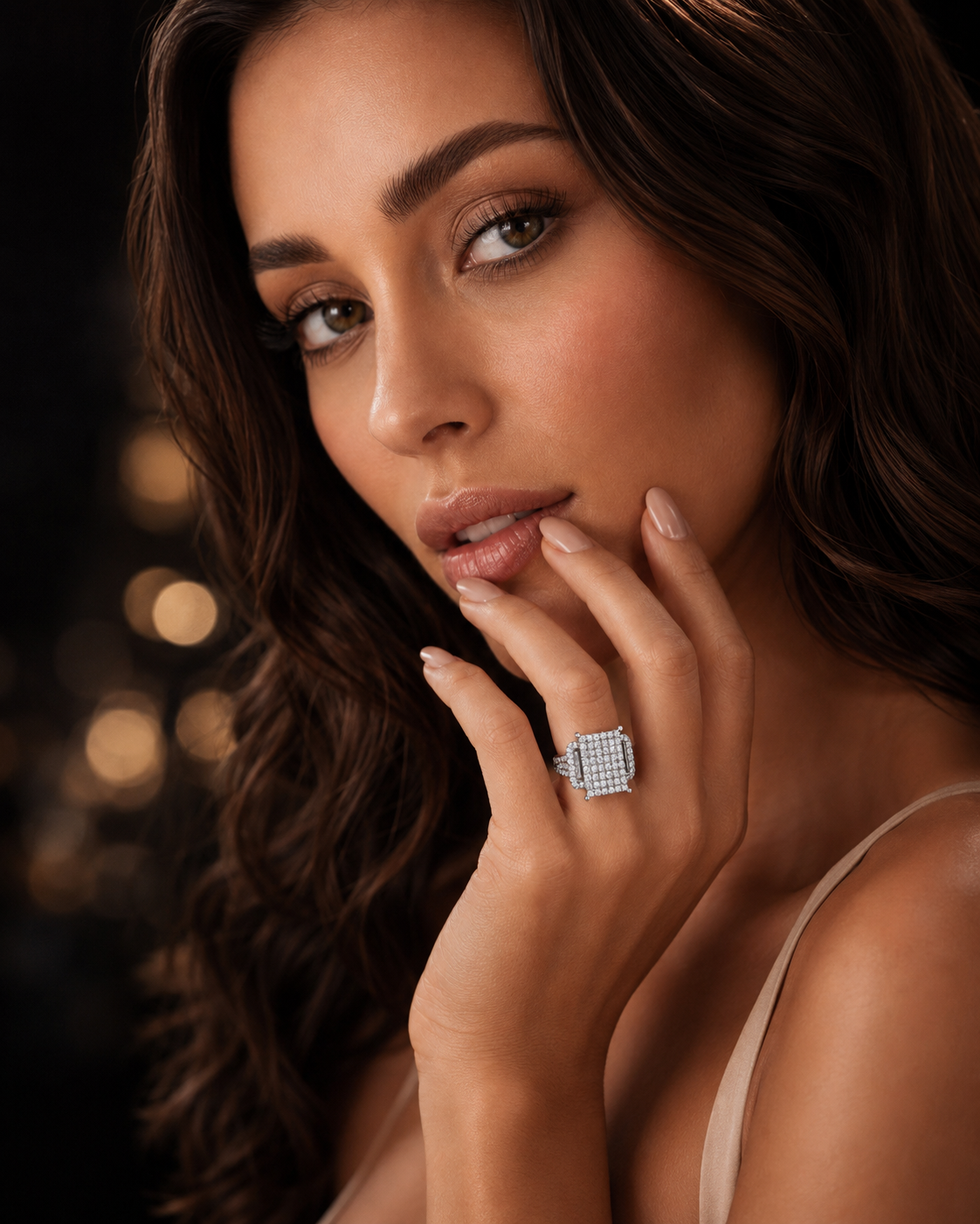 3 CTW Natural Diamond Rectangular Pavé Ring | 14K White Gold H-I I1