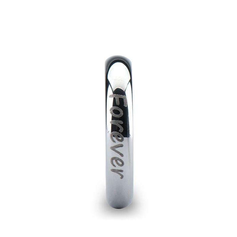 Handwritten Engraved Domed Tungsten Ring Polished - 4mm - 12mm - 6mm