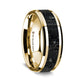 14K Yellow Gold Polished Beveled Edges Wedding Ring with Lava Inlay - 8 mm