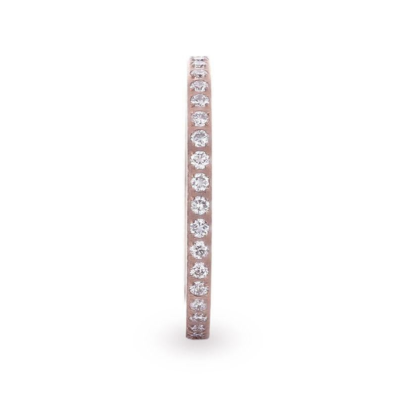 LILLIAN Flat Polished Rose Gold Plated Titanium Women's Wedding Ring With Small Lab-Created White Diamonds Setting - 2mm
