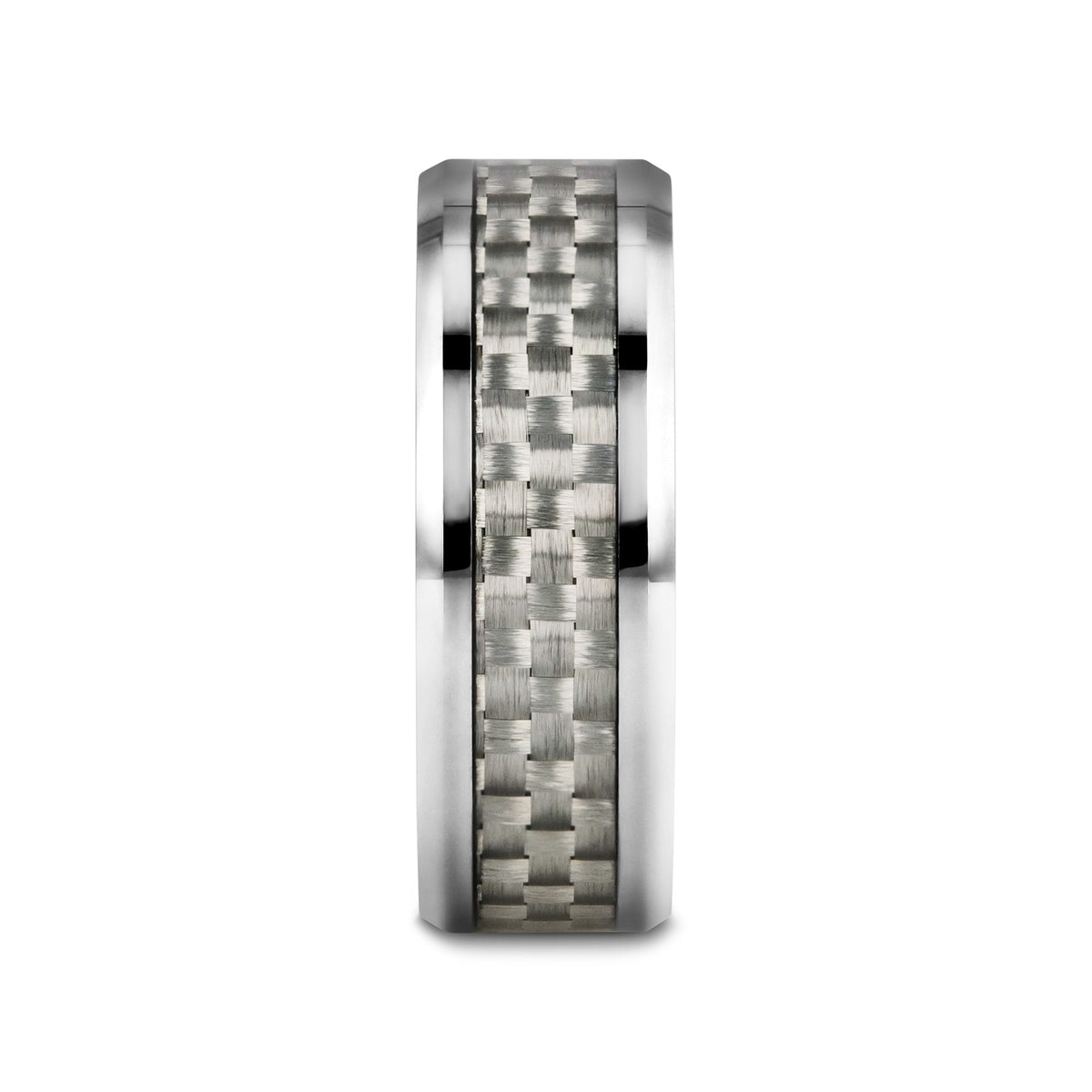 ULTIMUS Tungsten Carbide Ring with Beveled White Carbon Fiber Inlay - 4mm - 12mm - 6mm
