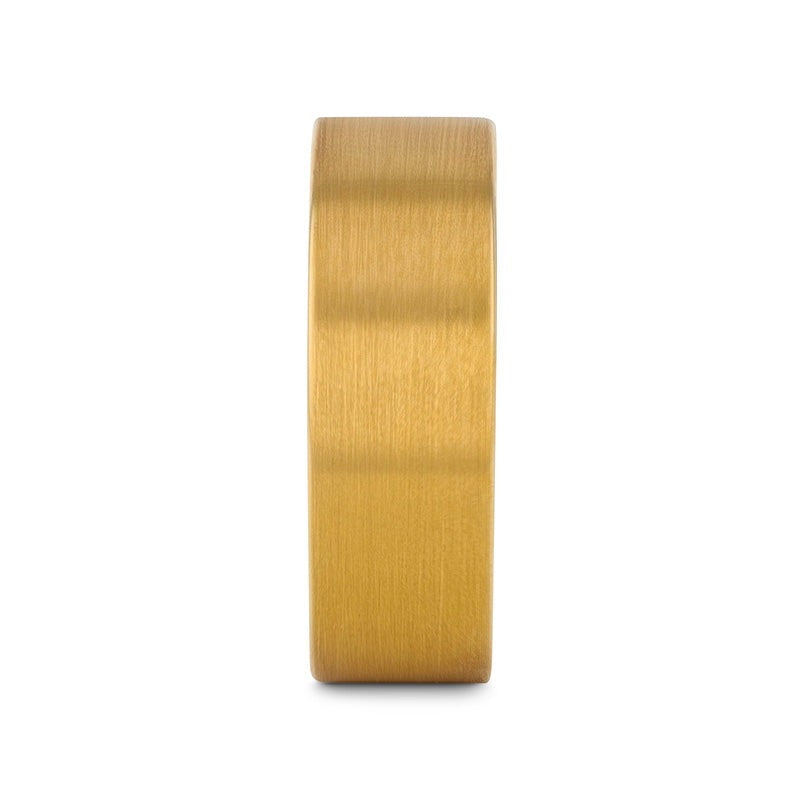 AUDEN Gold Plated Flat Brushed Finished Tungsten Wedding Ring - 6mm & 8mm