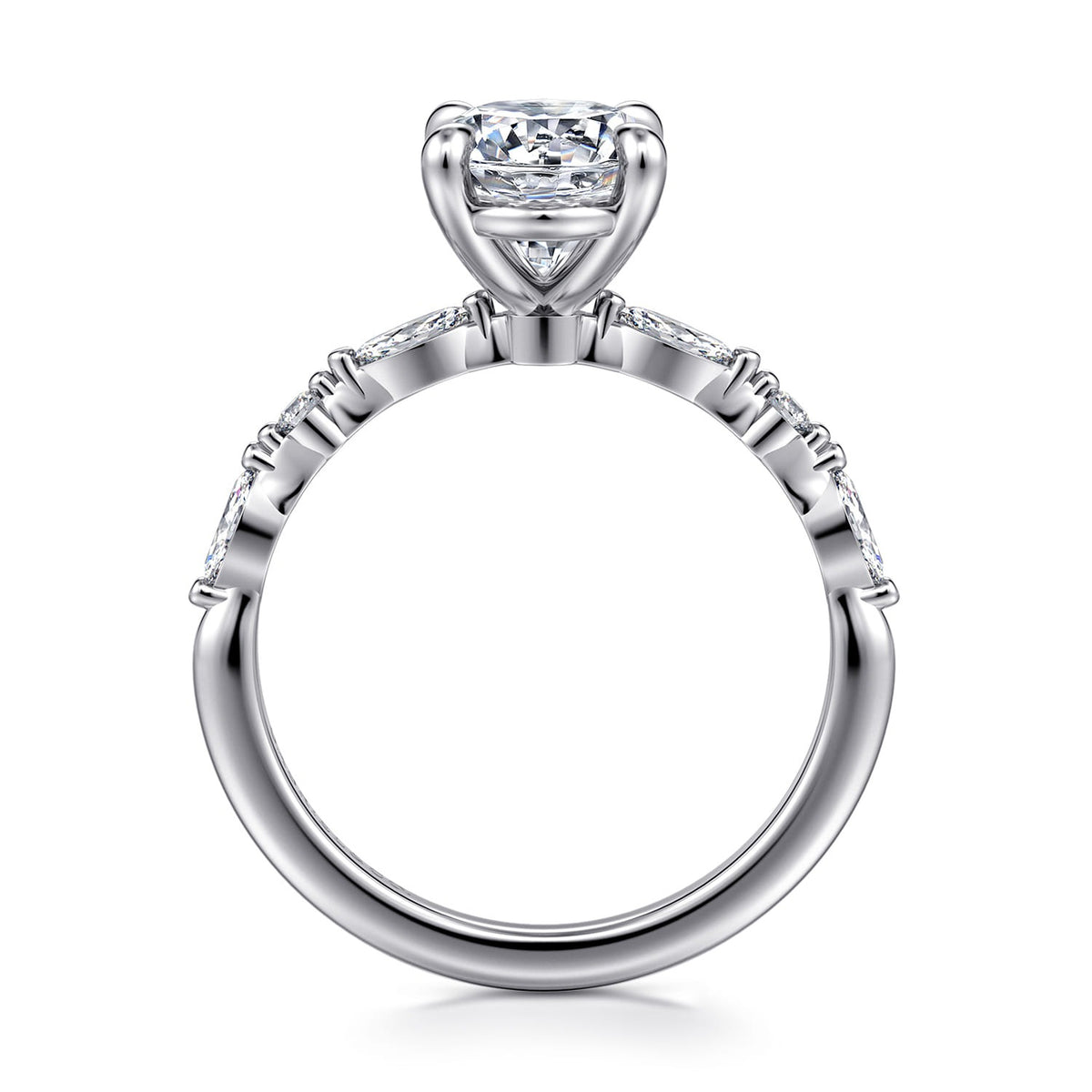 Gabriel & Co. Perry - 14K White Gold Oval Diamond Engagement Ring 10.5X7 SEMI 1/3CTW