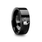 Handprint Engraved Flat Pipe Cut Black Tungsten Ring Polished - 4mm - 12mm - 8mm