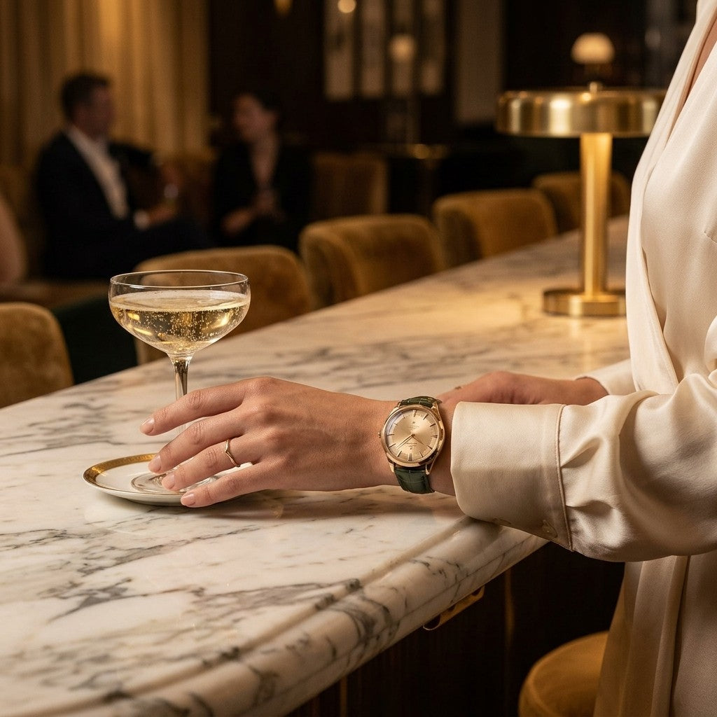 Omega Constellation Observatory 39.4 mm — Moonshine™ Gold on Alligator - 140.53.39.21.99.00 — lifestyle