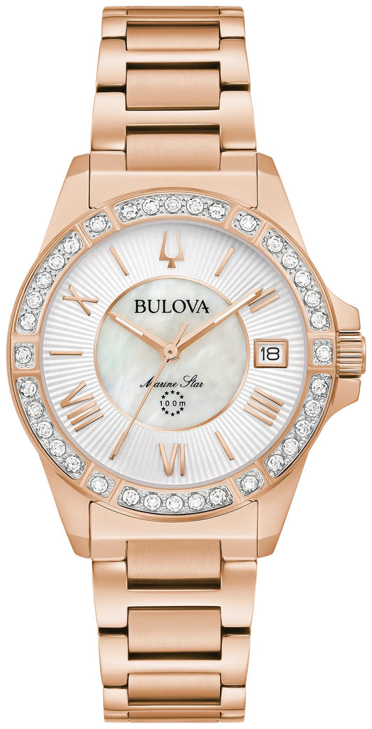 Bulova White Dial Stainless Steel Bracelet Marine Star 98R295