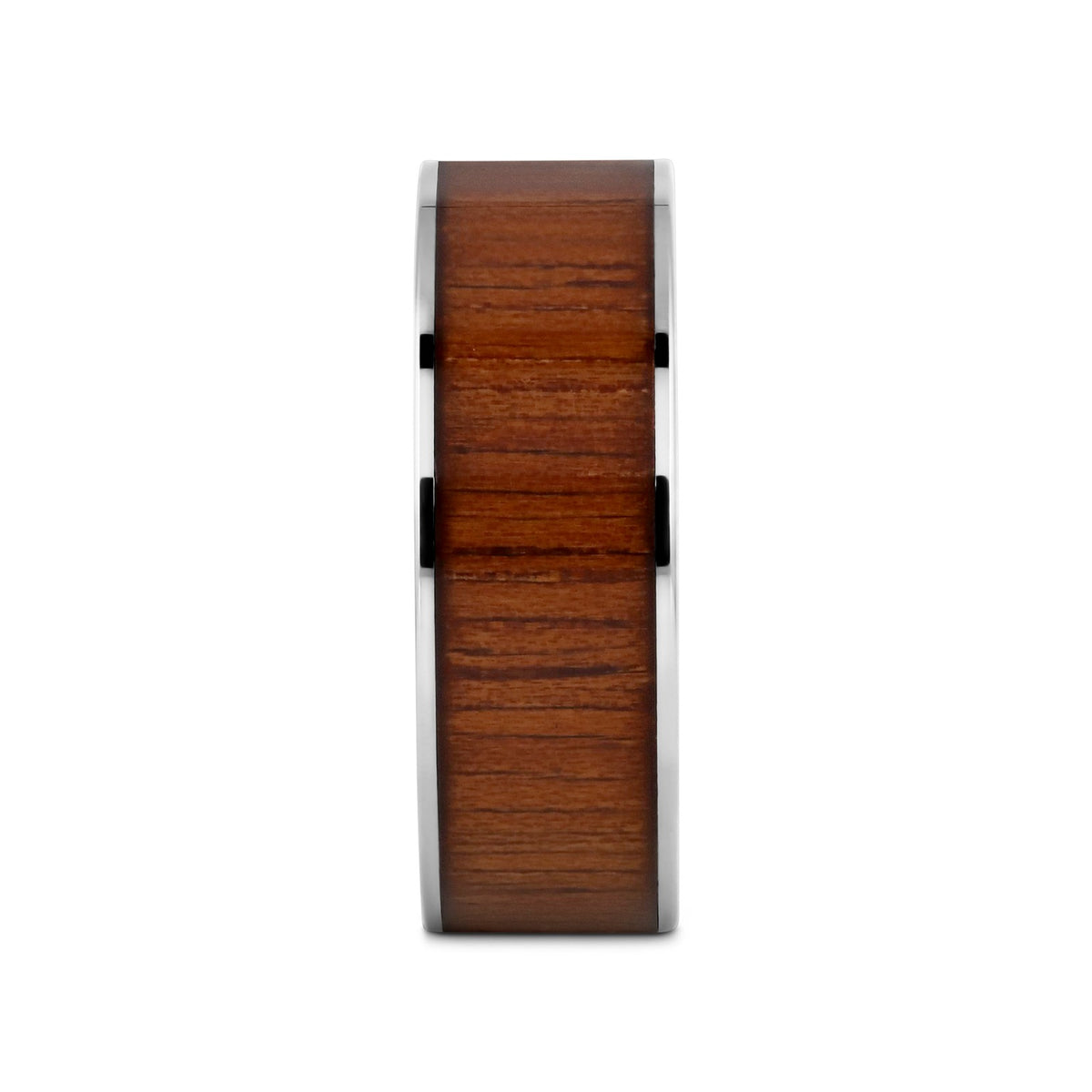 KALANI Flat Tungsten Carbide Wedding Band with Rare Koa Wood Inlay and Polished Edges - 6mm - 10mm