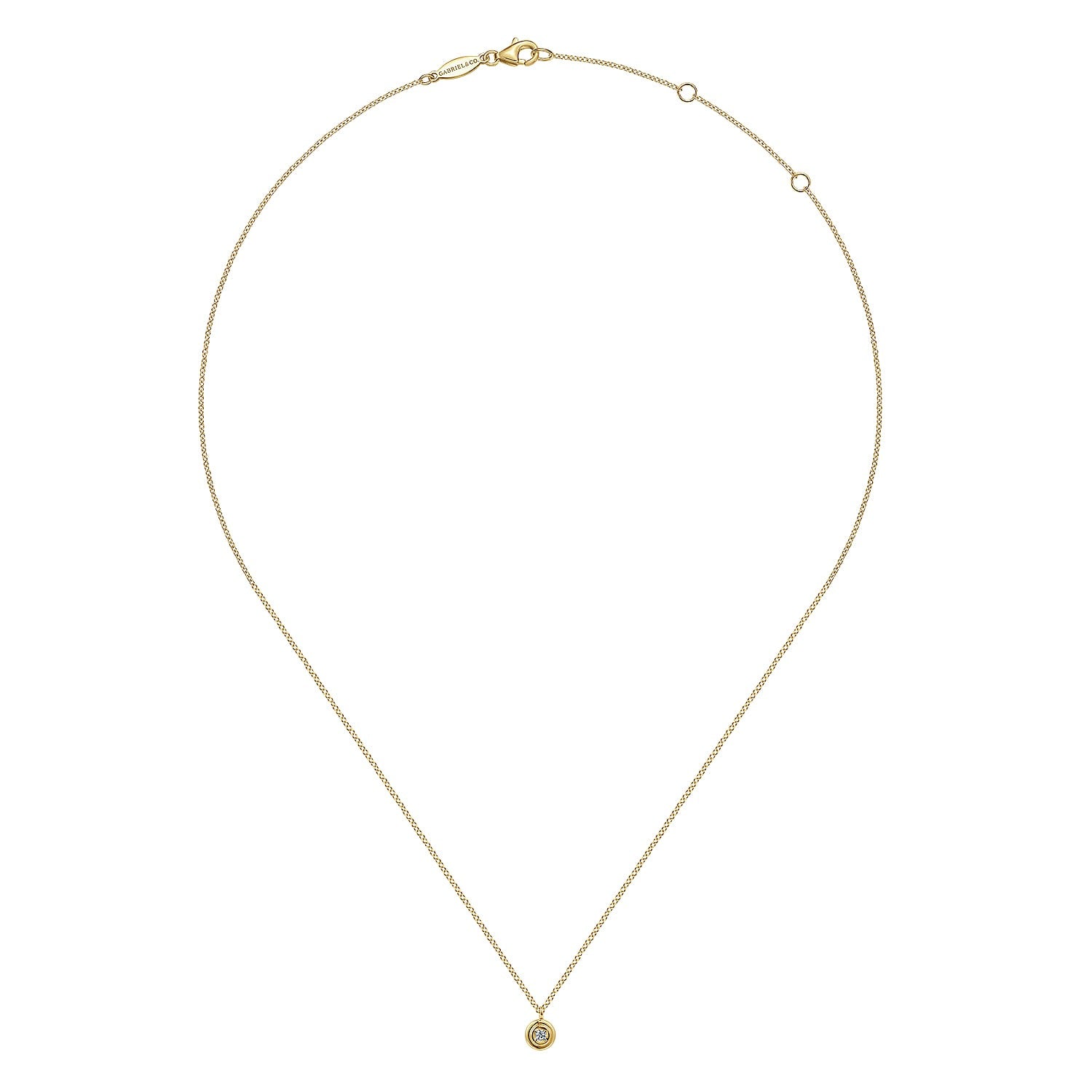 Gabriel & Co. 14K Yellow Gold Round Diamond Pendant Necklace .04CTW
