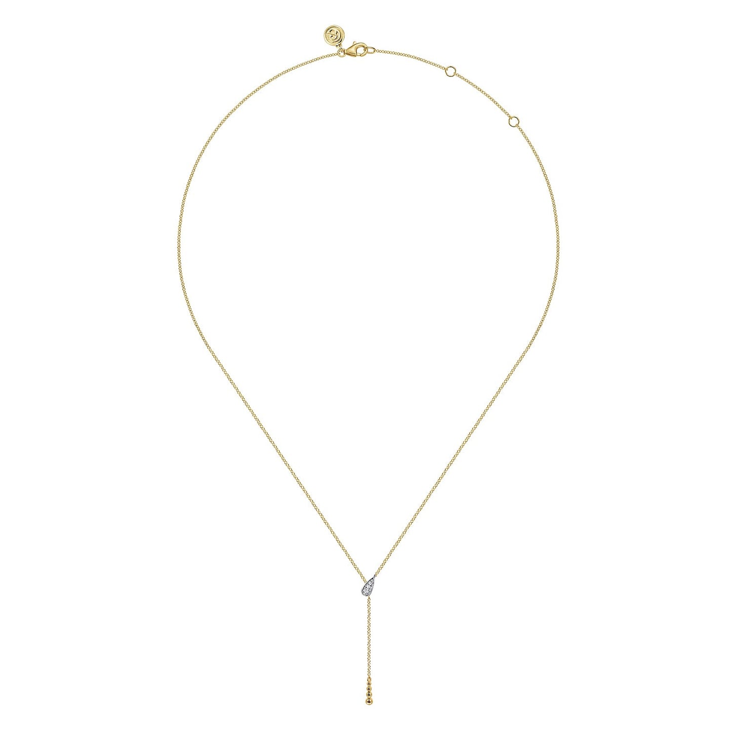Gabriel & Co. 14K White Yellow Gold Bujukan And Diamond Y Necklace .03CTW