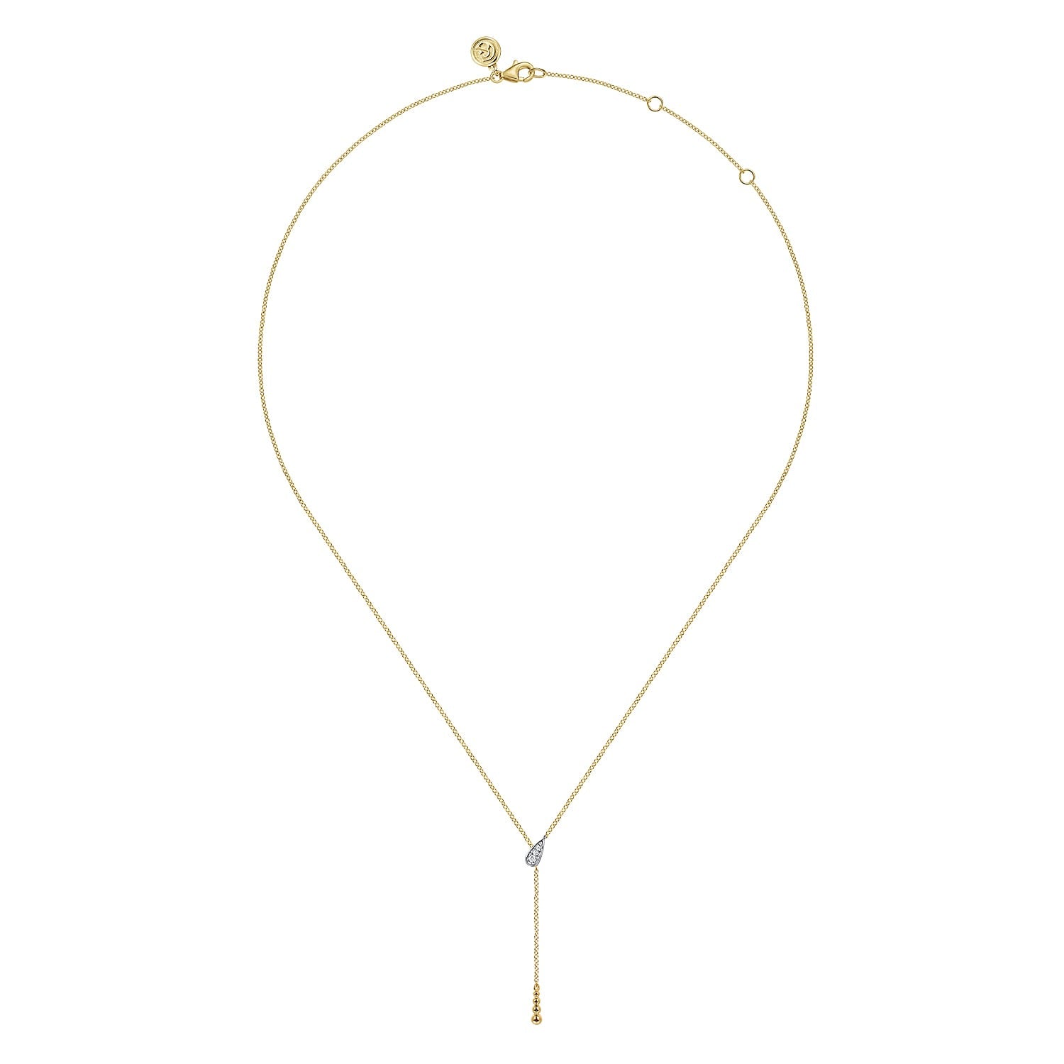 Gabriel & Co. 14K White Yellow Gold Bujukan And Diamond Y Necklace .03CTW