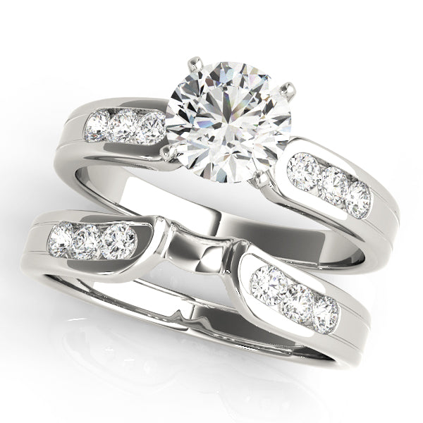 Single Row Channel Set Peg Head Engagement Ring
