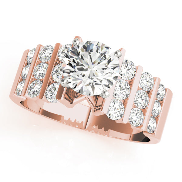 Multirow Channel Set Peg Head Engagement Ring