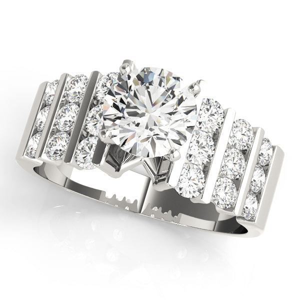 Multirow Channel Set Peg Head Engagement Ring