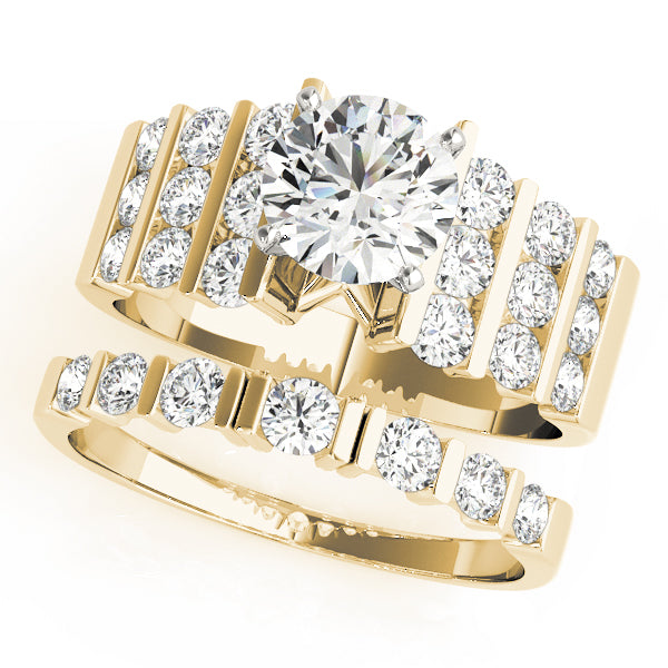 Multirow Channel Set Peg Head Engagement Ring