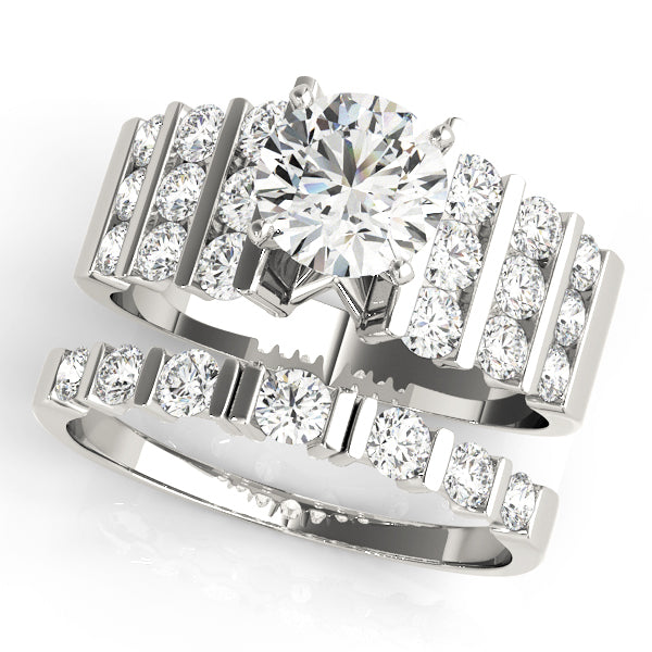 Multirow Channel Set Peg Head Engagement Ring