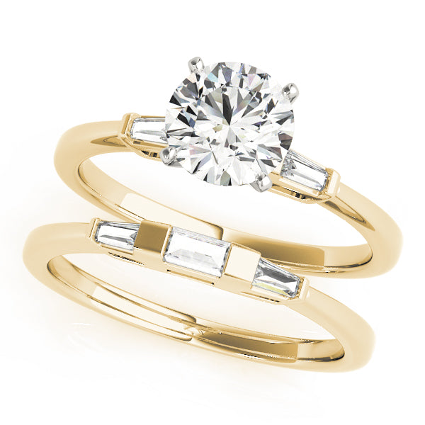 3-Stone Tapered Baguette Peg Head Engagement Ring
