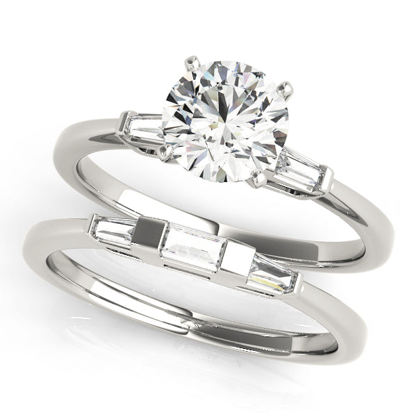 3-Stone Tapered Baguette Peg Head Engagement Ring