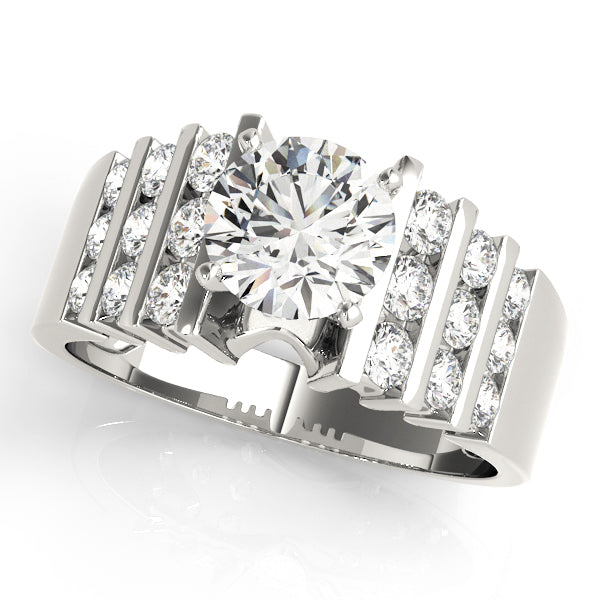 Multirow Channel Set Peg Head Engagement Ring