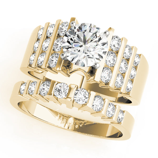 Multirow Channel Set Peg Head Engagement Ring