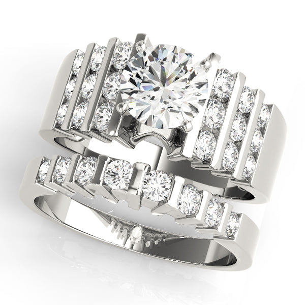 Multirow Channel Set Peg Head Engagement Ring