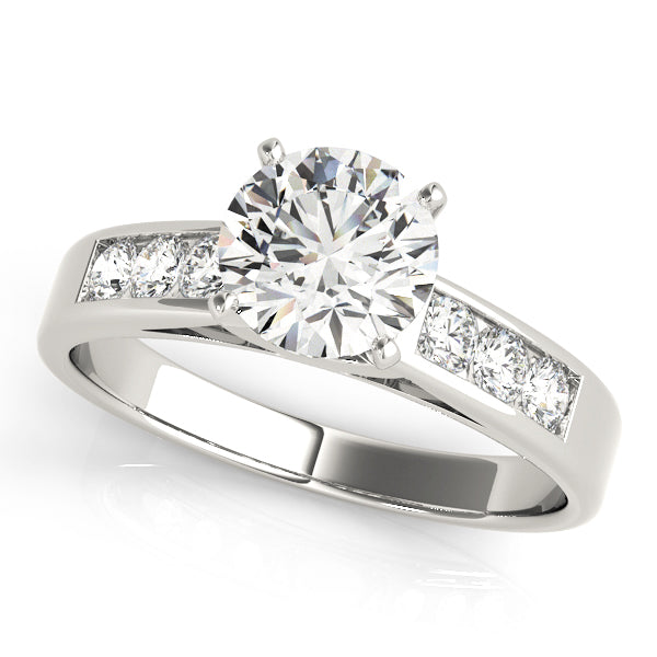 Single Row Channel Set Peg Head Engagement Ring