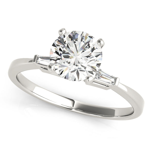 3-Stone Tapered Baguette Peg Head Engagement Ring