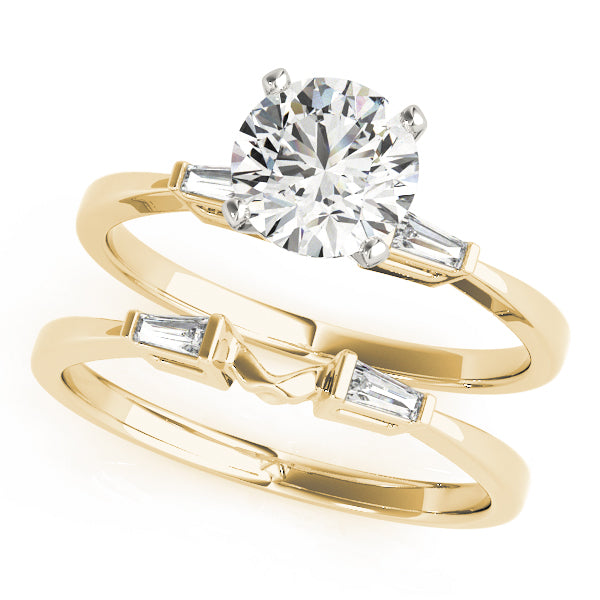 3-Stone Tapered Baguette Peg Head Engagement Ring