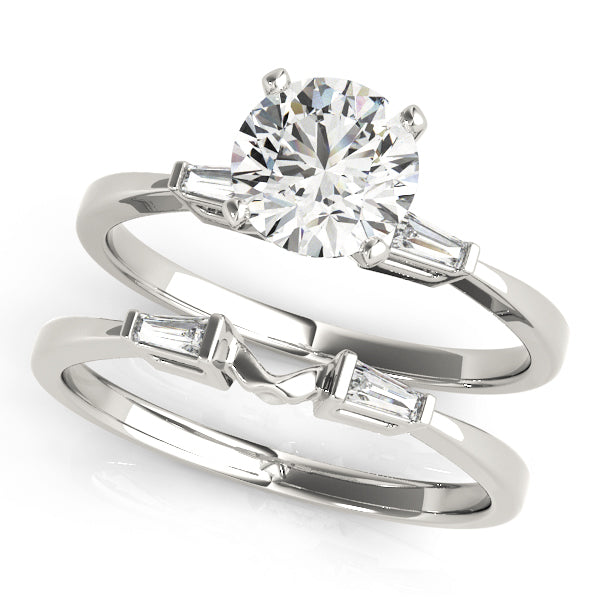 3-Stone Tapered Baguette Peg Head Engagement Ring