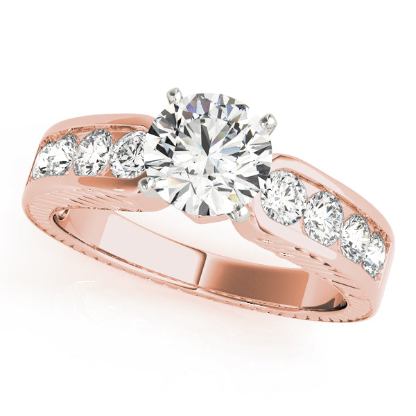 Antique Channel Set Peg Head Engagement Ring