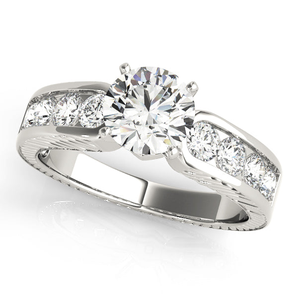Antique Channel Set Peg Head Engagement Ring
