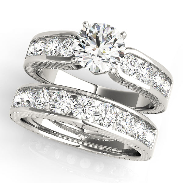 Antique Channel Set Peg Head Engagement Ring